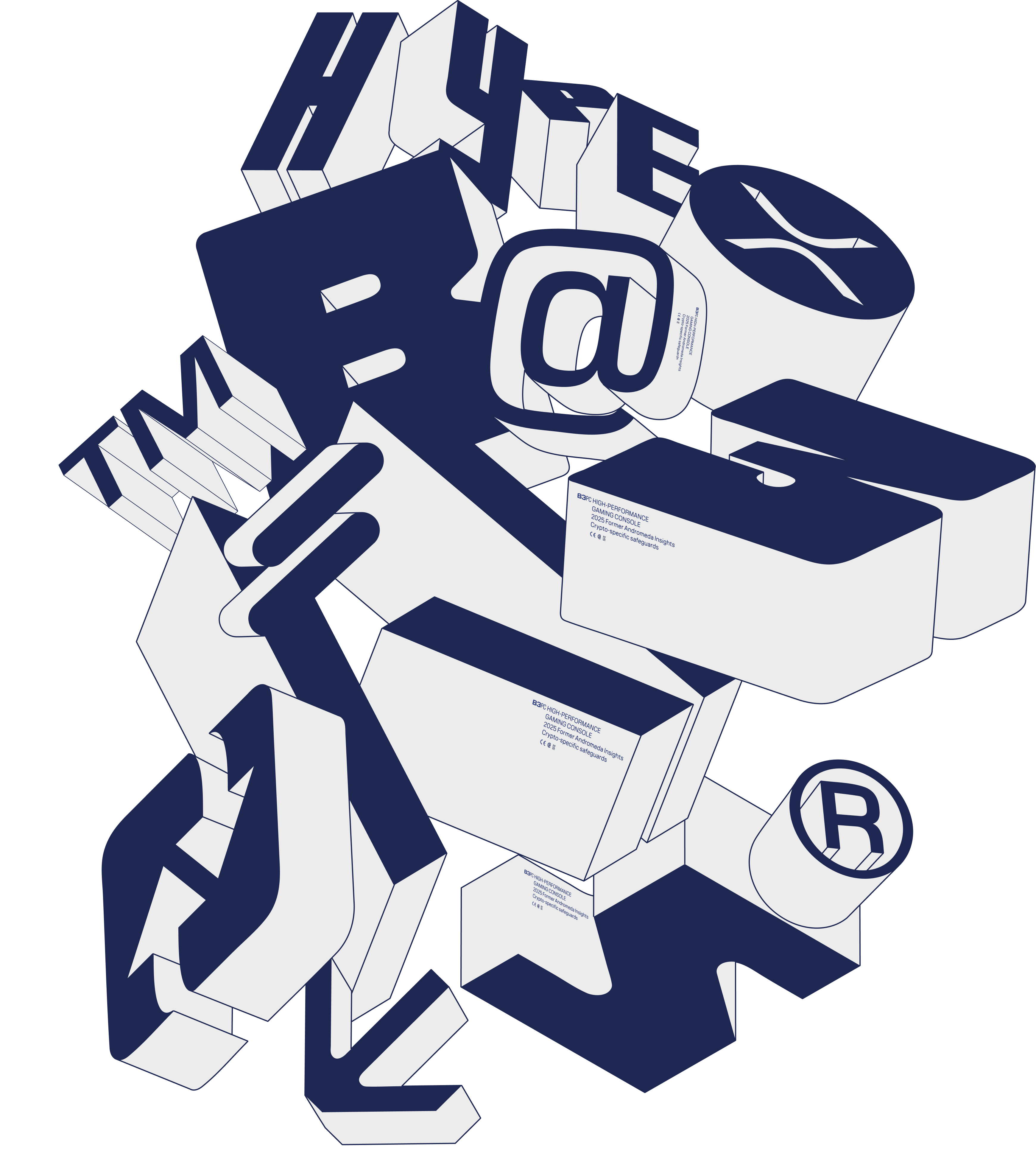 B3 typography composition, navy